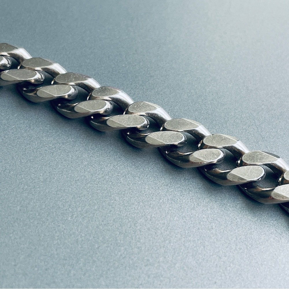 🎉Sold🎉 Italian Bold Solid Sterling Silver Cuban Link Curb Chain Men’s Bracelet - Picture 3 of 7
